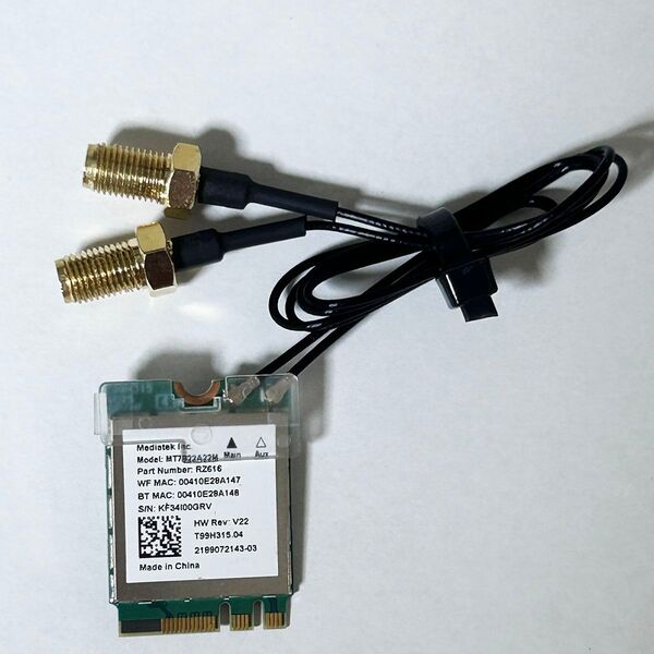Wi-Fi拡張カード PCIe M.2 MT7922 RZ616 無線LANカード wifi6e 802.11AX