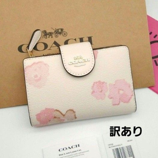 新作 新品 訳あり COACH 折り財布 花柄