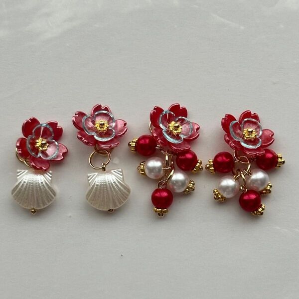 (A027)チャームセット ハンドメイド ピアス フックピアス イヤリング クリップイヤリング ヘアゴム ヘアピン アクセサリー