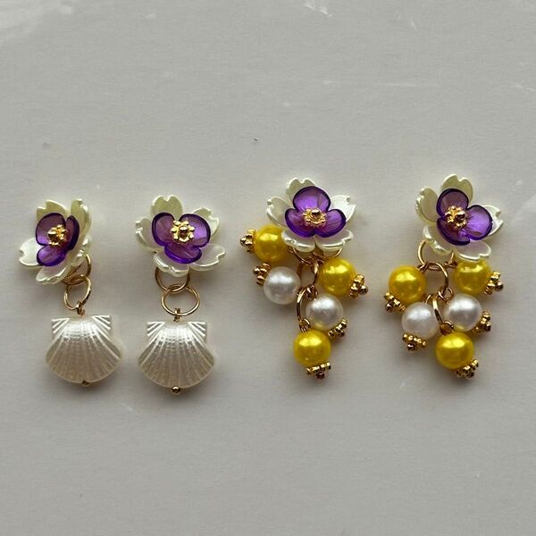 (A028)チャームセット ハンドメイド ピアス フックピアス イヤリング クリップイヤリング ヘアゴム ヘアピン アクセサリー