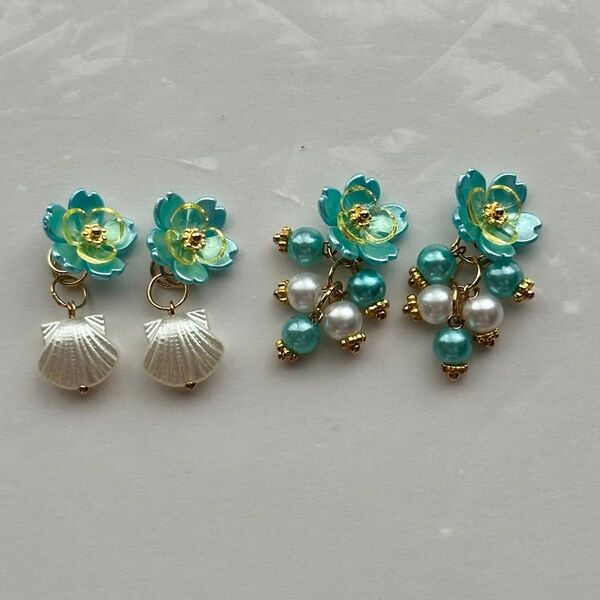 (A029)チャームセット ハンドメイド ピアス フックピアス イヤリング クリップイヤリング ヘアゴム ヘアピン アクセサリー