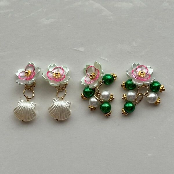 (A030)チャームセット ハンドメイド ピアス フックピアス イヤリング クリップイヤリング ヘアゴム ヘアピン アクセサリー