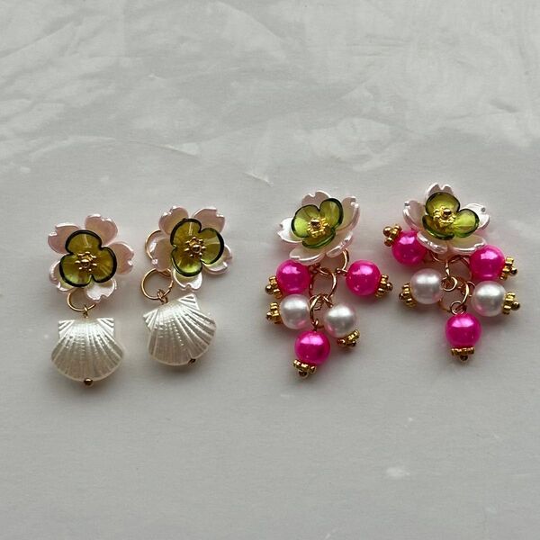 (A031)チャームセット ハンドメイド ピアス フックピアス イヤリング クリップイヤリング ヘアゴム ヘアピン アクセサリー