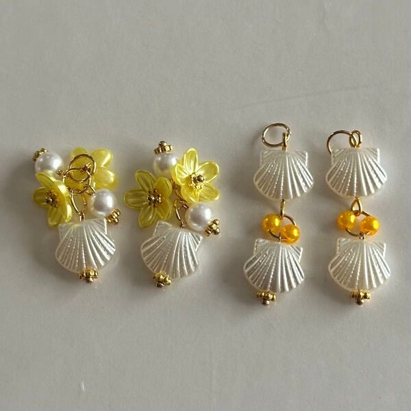 (A035)チャームセット ハンドメイド ピアス フックピアス イヤリング クリップイヤリング ヘアゴム ヘアピン アクセサリー