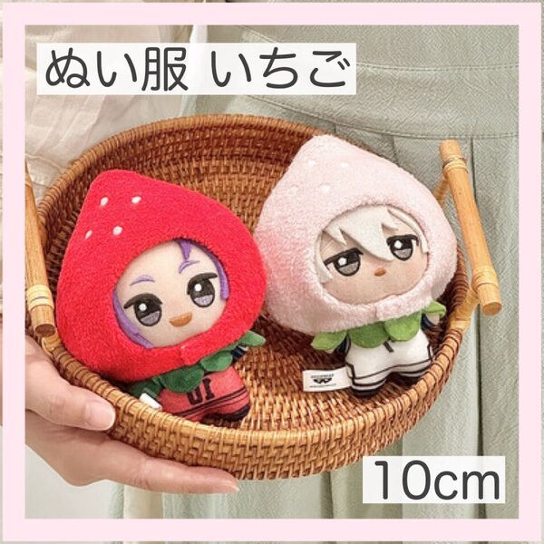 ぬい服10cm 新品 着せ替え ぬい服 いちご 被り物 赤い ぬい人気 オタ活 ぬいぐるみ
