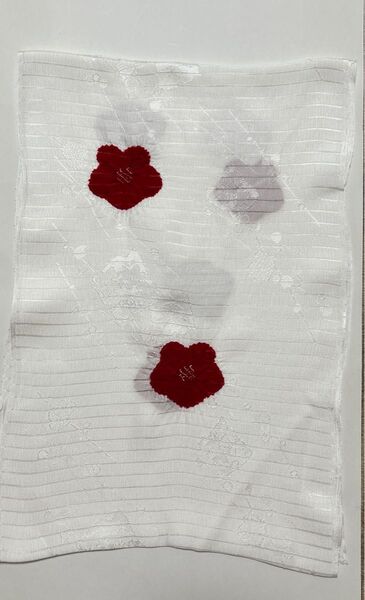 帯揚げ 帯上げ 絽 夏物 白地に赤 りん出し 輪出し ホワイト レット 衿秀 和想庵 京都 夏物 夏 6月7月8月に 単衣や絽に