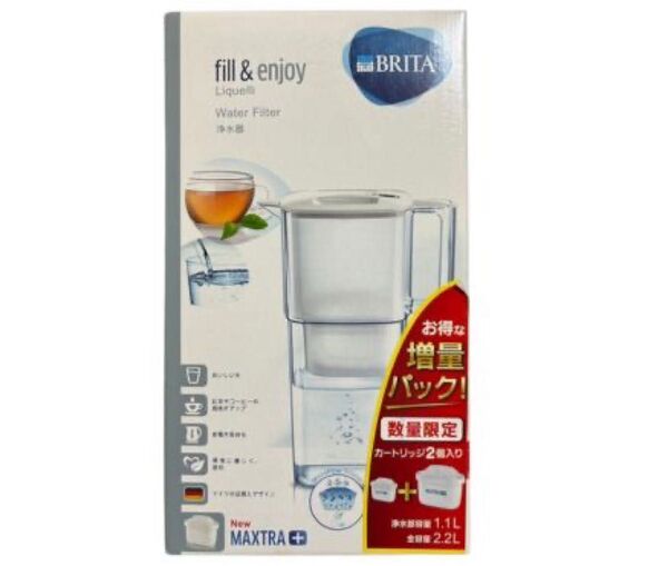 新品未開封/ブリタ浄水器 浄水部容量:1.1L(全容量:2.2L) リクエリ ポット型浄水器 カートリッジ2個付き BJ-PL2