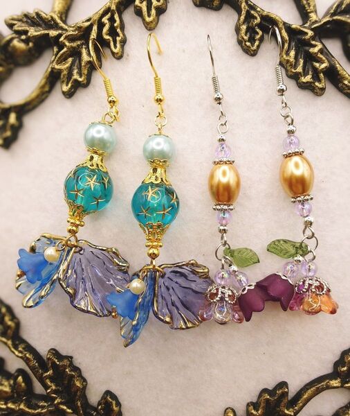 【G40】ハンドメイド ピアス2点SET(イヤリング変更可)