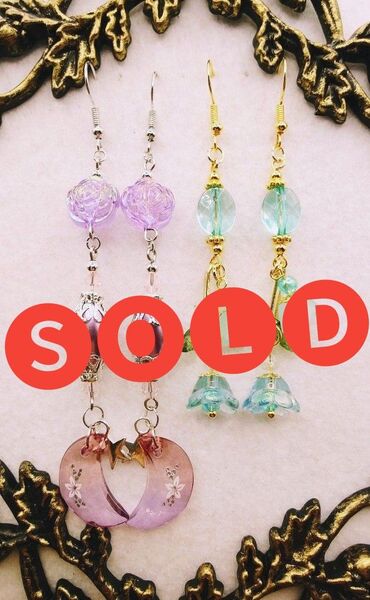 【Y40】ハンドメイド ピアス2点SET(イヤリング変更可)