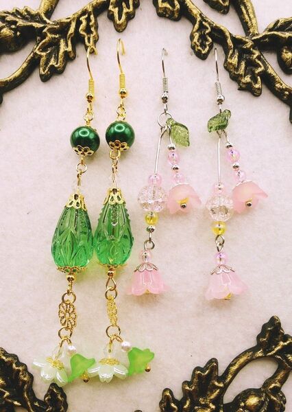 【T41】ハンドメイド ピアス2点SET(イヤリング変更可)