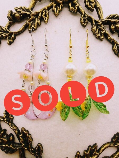【Z40】ハンドメイド ピアス2点SET(イヤリング変更可)