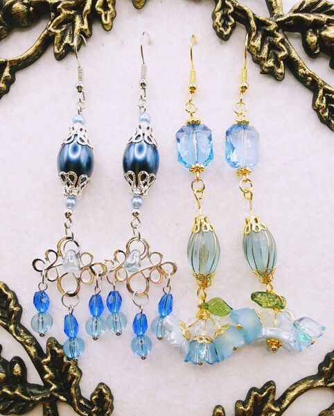 【P41】ハンドメイド ピアス2点SET(イヤリング変更可)