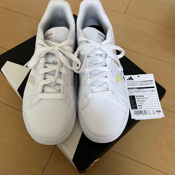 新品未使用 adidas GRAND COURT 2.0 K スニーカー 24.0cm ホワイト 未使用