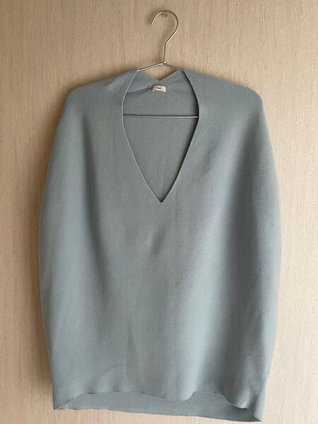 ☆ 美品 IENA/イエナ コットンストレッチコクーン Vプルオーバー サックスブルー ☆