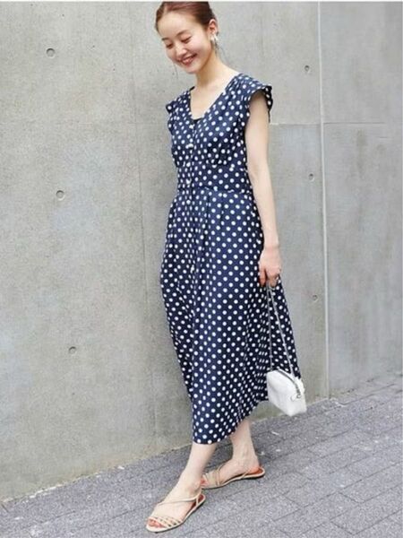 ☆ 美品 IENA / イエナ レトロドットワンピース ネイビー 36 ☆