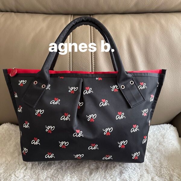 美品【agnes b.】アニエスベー ボヤージュ ナイロン ロコ トートバッグ 黒