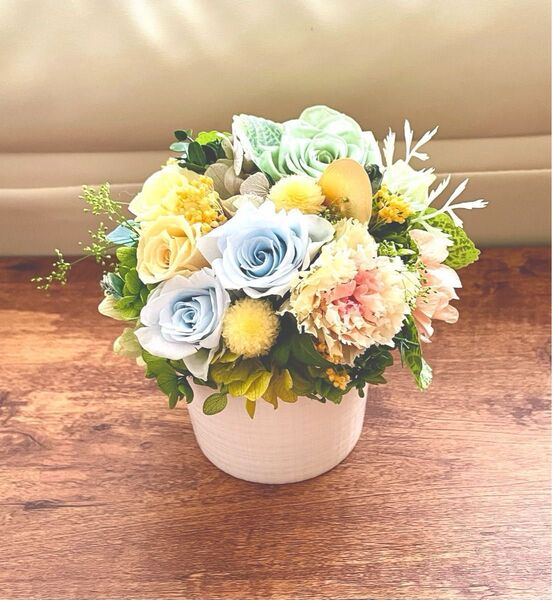**..爽やかな夏彩アレンジ..*°..プリザーブドフラワー お花の贈り物