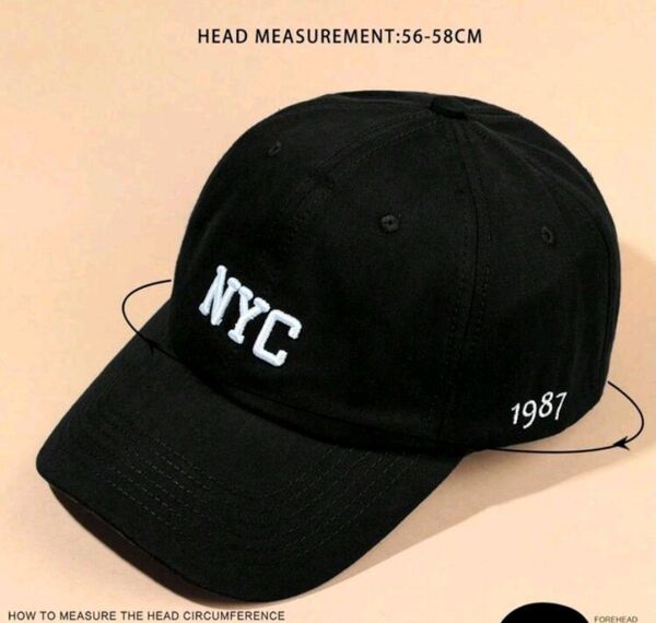ユニセックス NYC刺繍入りベースボールキャップホワイト211809