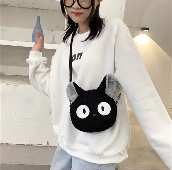 魔女の宅急便 黒猫 ジジ ぬいぐるみバッグ かわいいハンドバッグ クロスボディ 化粧品 旅行 収納袋 女性女の子ギフト
