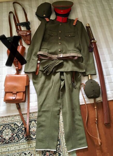 日本軍 陸軍 軍服 将校 昭五式 装備一式まとめて 旧日本軍 軍帽 レプリカ