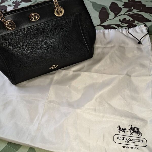 COACH ブラックレザー ハンドバッグ F87239