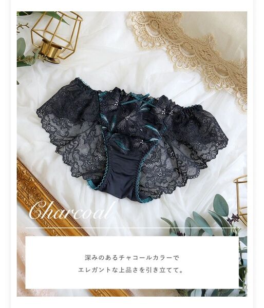 【新品タグ付き】リサマリ レーヌ ケリー チャコールグレー 総レースショーツ ランジェリー Risa Magli M 下着