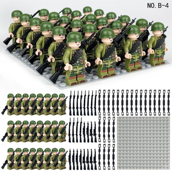 レゴ 互換 ミニフィグ アメリカ軍24体セット 基盤 武器 付き 軍隊 グリーン 特殊部隊