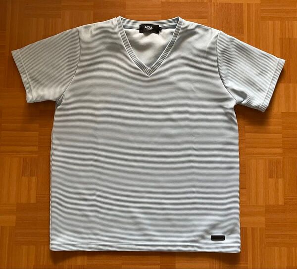 タックジャガードVネックTシャツ メンズ トップス カットソー 半袖 アズール S