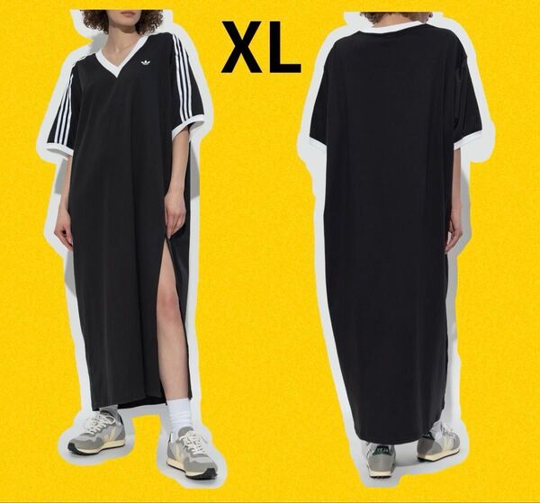 adidas Originals V-NECK DRESS XL ワンピース ロング マキシ オーバーサイズ オリジナルス 美品