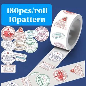 スタンプ柄ロールシール 180枚 シール ステッカー ロールシール ロール発送 梱包 ラッピング 旅行スタンプ風