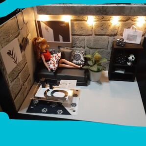 SALEラスト1点 2Wayメンズドールハウス ミニチュア背景ボード ねんどろいど