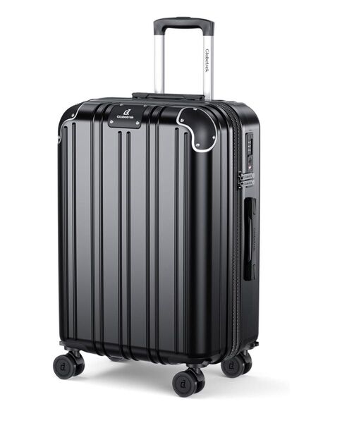 スーツケース Mサイズ 60L 拡張機能&ストッパー付き 超軽量キャリーバッグ キャリーケース 4〜7泊 ブラック