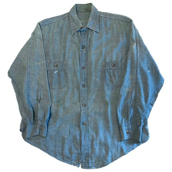 希少 20s Vintage Chambray Chin Strap Shirt