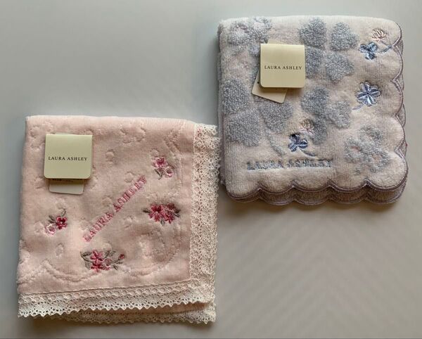 【新品タグ付】LAURA ASHLEY/ローラアシュレイタオルハンカチ2枚セット※単品対応しておりません。