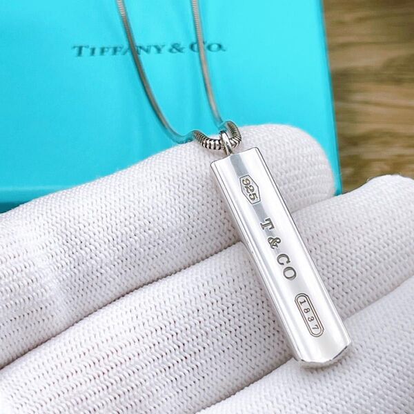 ◇ティファニー◇Tiffany&Co. 1837 バー ペンダント プレート スネークチェーン シルバー Ag925 ネックレス