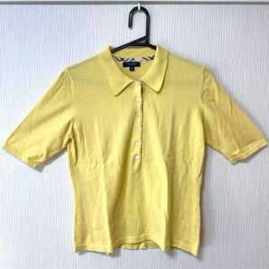 鑑定済み正規品 バーバリーロンドン 半袖ポロシャツ M イエロー 黄色