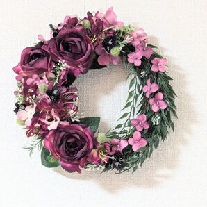 ヴィンテージカラーの薔薇のリース