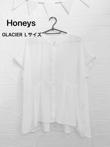美品『Honeys』GLACIER 半袖ブラウスLサイズ