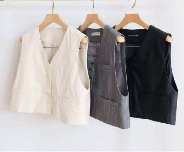 新品SeaRoomlynn MATERIAL ショートベスト グレーストライプ