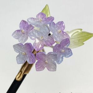 【金具変更可能】硝子紫陽花のヘアクリップ シンプル ブルーxパープル色