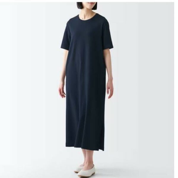 無印良品 スムース編み半袖ワンピース Lサイズ