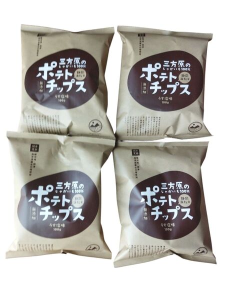 三方原のじゃがいも100%ポテトチップス うす塩味 100g×4袋 希少品 期間限定品!