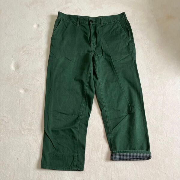 中古 GU 7分丈パンツ チノパン メンズ グリーン Mサイズ 緑 ユニクロ