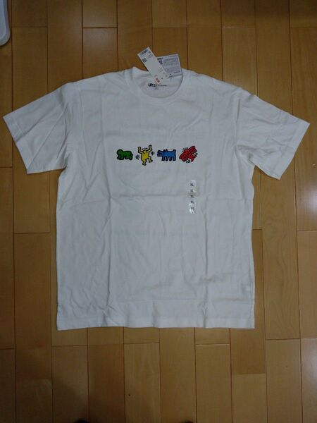 新品未使用 ユニクロ×キースへリング コラボ メッセージTシャツ XL LL 1990円購入 UT オーバーサイズ ホワイト 白