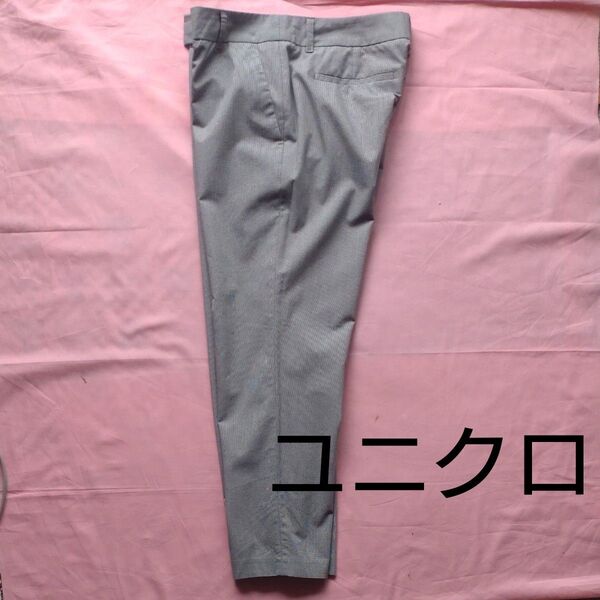 UNIQLOユニクロ パンツ ボトムス アンクル丈 細かな千鳥格子柄 64 M 薄手 オフィスカジュアルにも