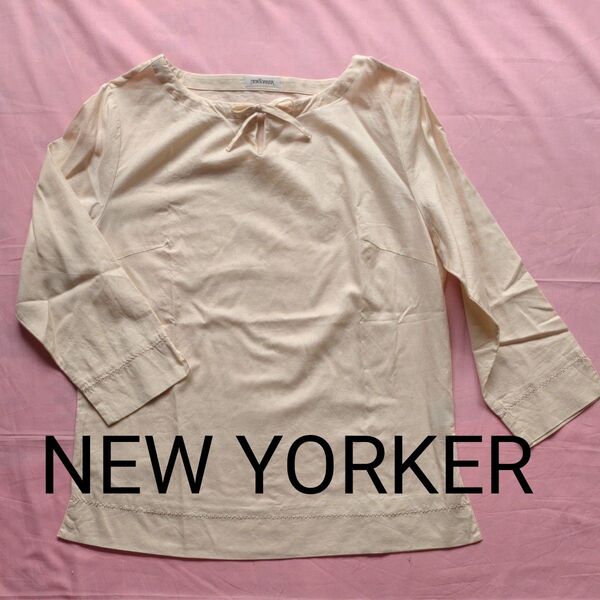NEW YORKER ニューヨーカー トップス 七分袖ブラウス M ブラウス 着丈やや長め ゆとりの着心地 上品 綿100 着用少