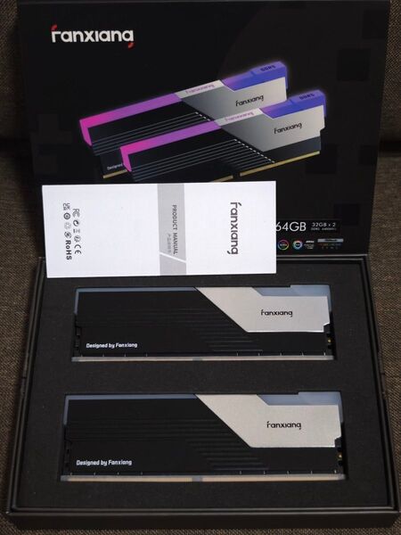 【ほぼ新品】Fanxiang RGBDDR5 6400Mhz 64GB(32GB×2枚)XMP EXPO