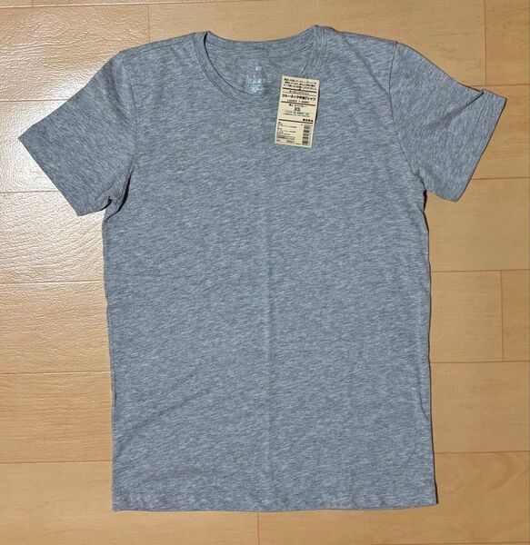 長期保管品の未使用 無印良品 オーガニックコットン クルーネック半袖Tシャツ XSサイズ ライトグレー