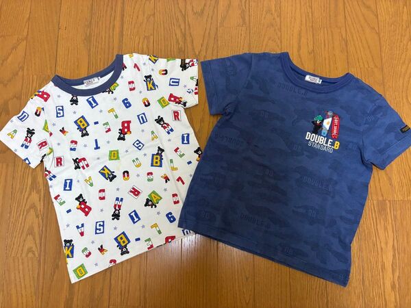 ミキハウス ダブルビー 半袖 ロゴTシャツ、メッシュ Tシャツ セット(130)