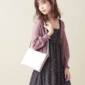 natural couture すかし柄ショートカーディガン ピンクベージュ